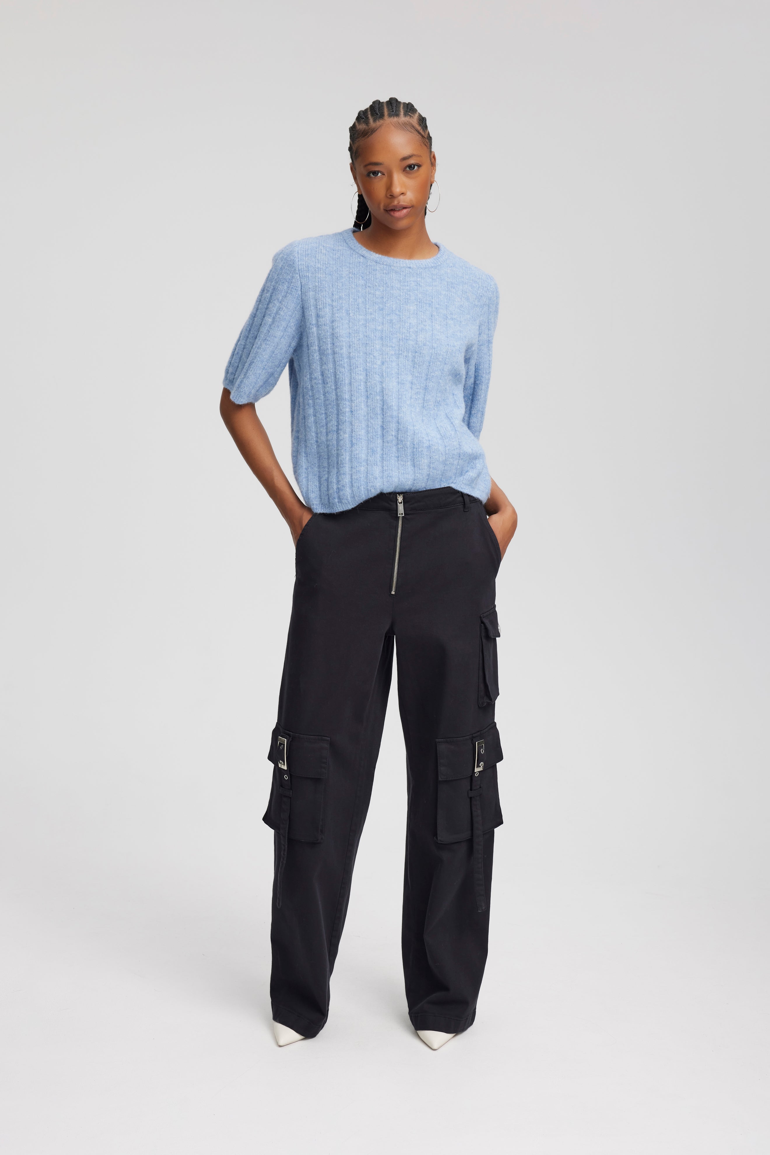 AlphaGZ kortærmet striktrøje - Illution Blue Melange